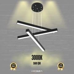 TRILLIZO - Modern LED Avize Siyah Kasa - 3000K - Sarı Işık