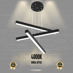 TRILLIZO - Modern LED Avize Siyah Kasa - 4000K - Gün Işığı