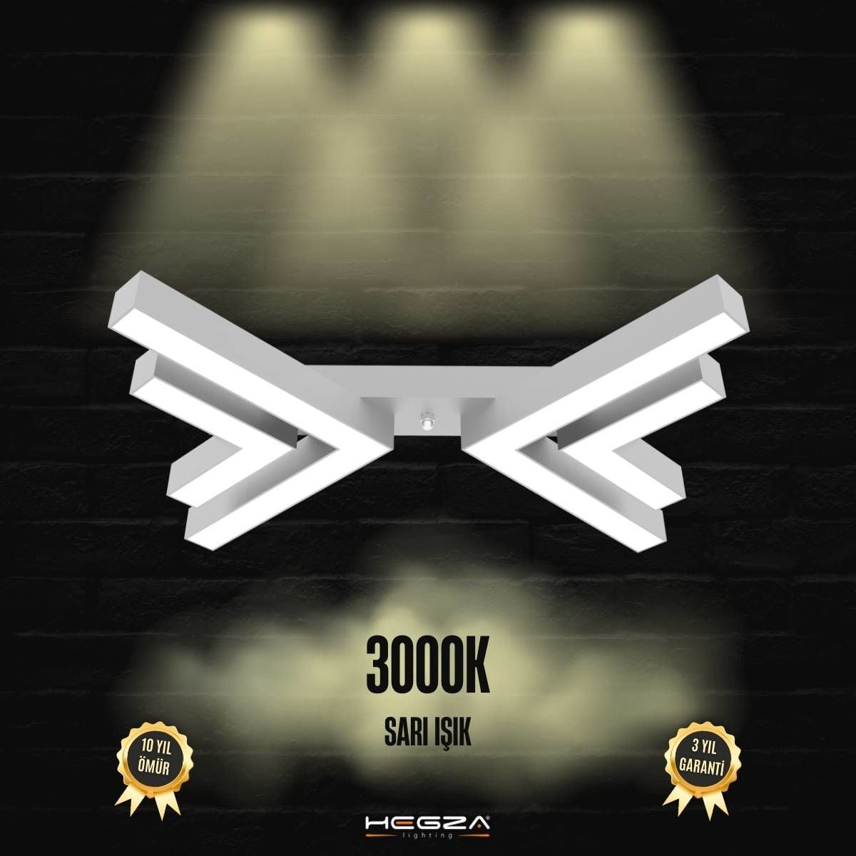 OSSO - Plafonyer LED Avize Gri Kasa - 3000K - Sarı Işık