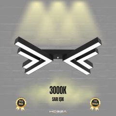 OSSO - Plafonyer LED Avize Siyah Kasa - 3000K - Sarı Işık