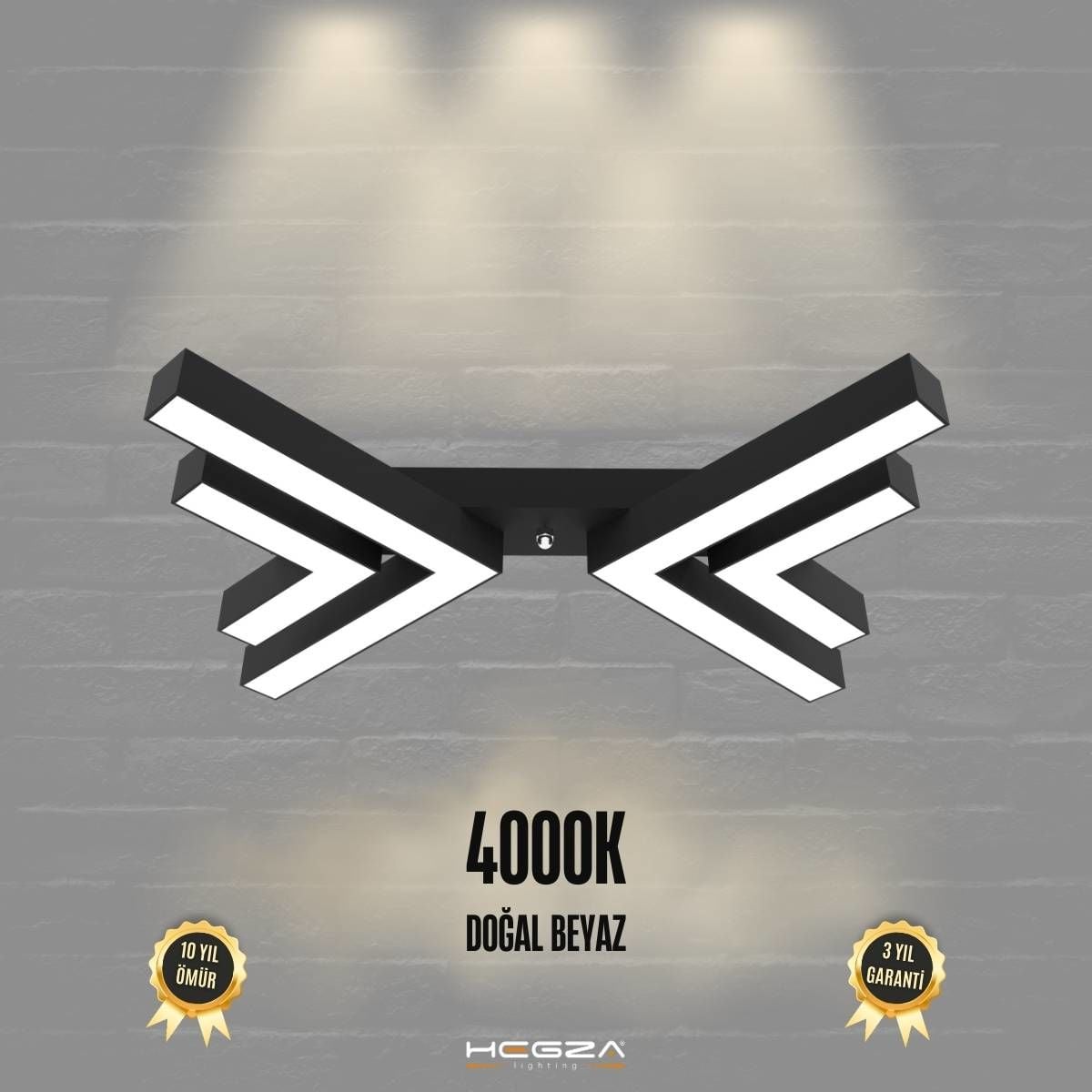 OSSO - Plafonyer LED Avize Siyah Kasa - 4000K - Gün Işığı