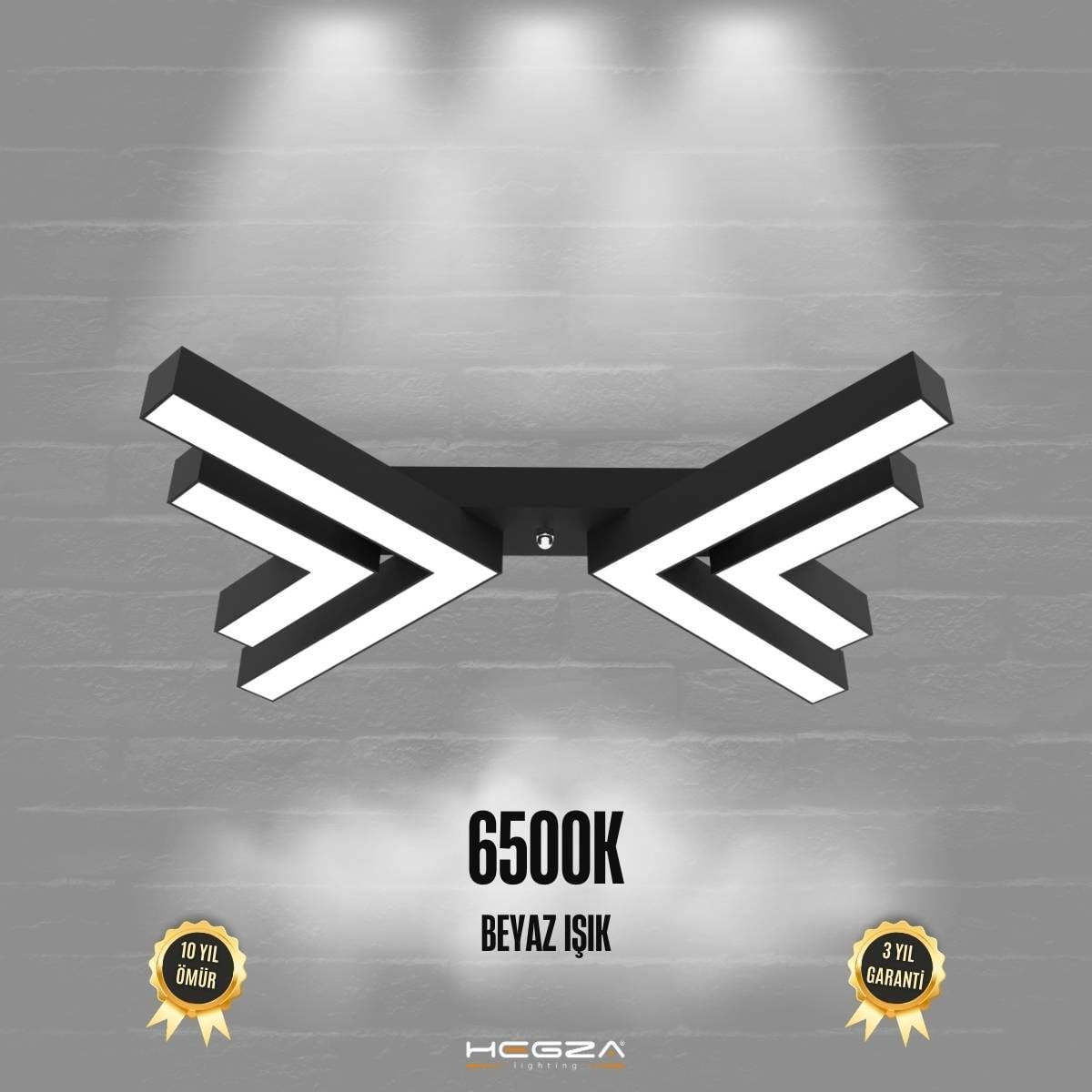 OSSO - Plafonyer LED Avize Siyah Kasa - 6500K - Beyaz Işık