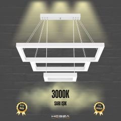 HERMANO - Modern LED Avize Beyaz Kasa - 3000K - Sarı Işık