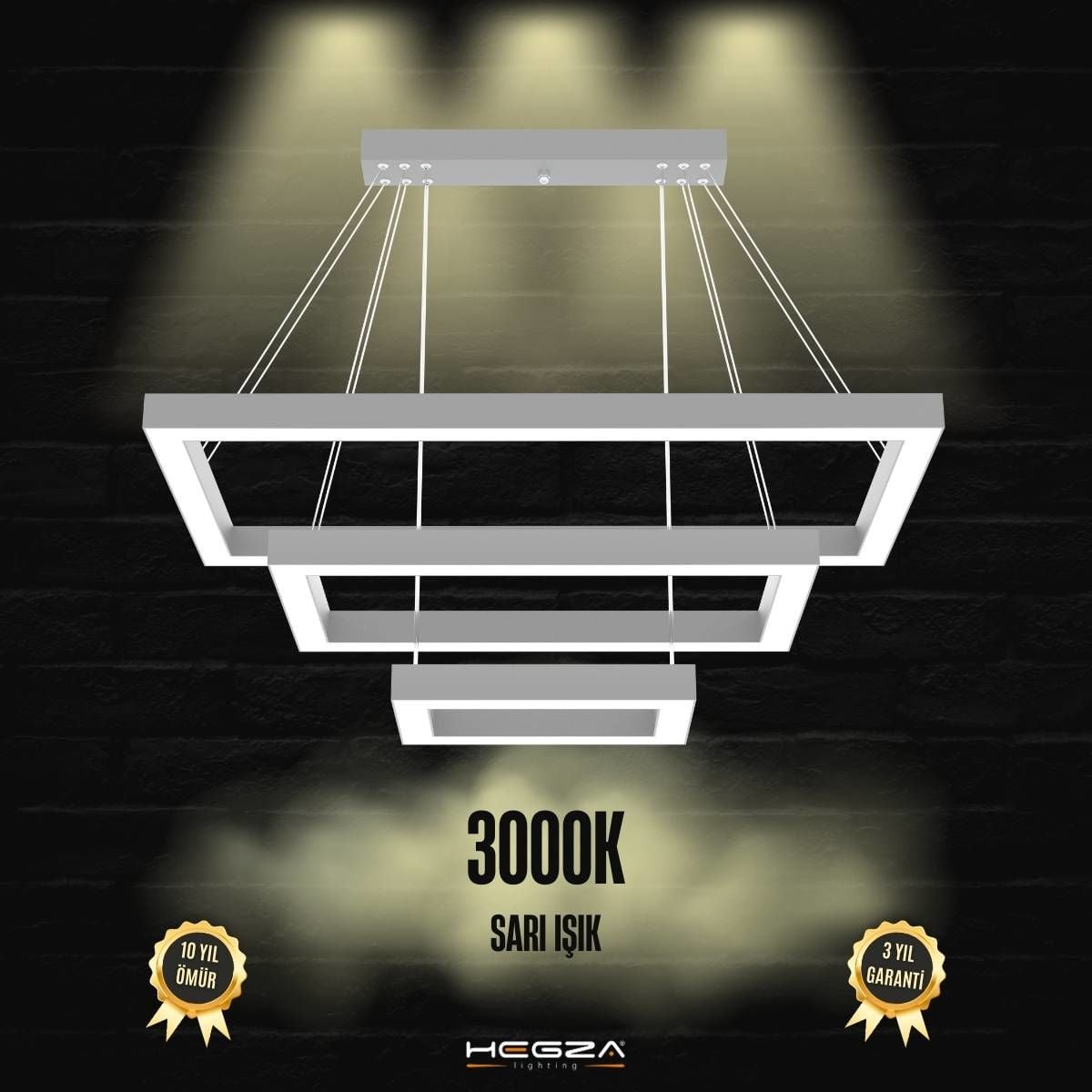 HERMANO - Modern LED Avize Gri Kasa - 3000K - Sarı Işık