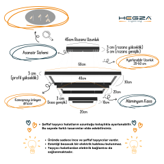 HERMANO - Modern LED Avize Siyah Kasa - 4000K - Gün Işığı