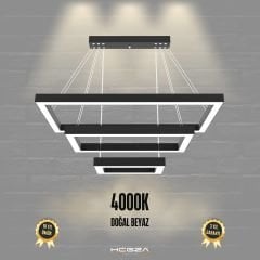 HERMANO - Modern LED Avize Siyah Kasa - 4000K - Gün Işığı