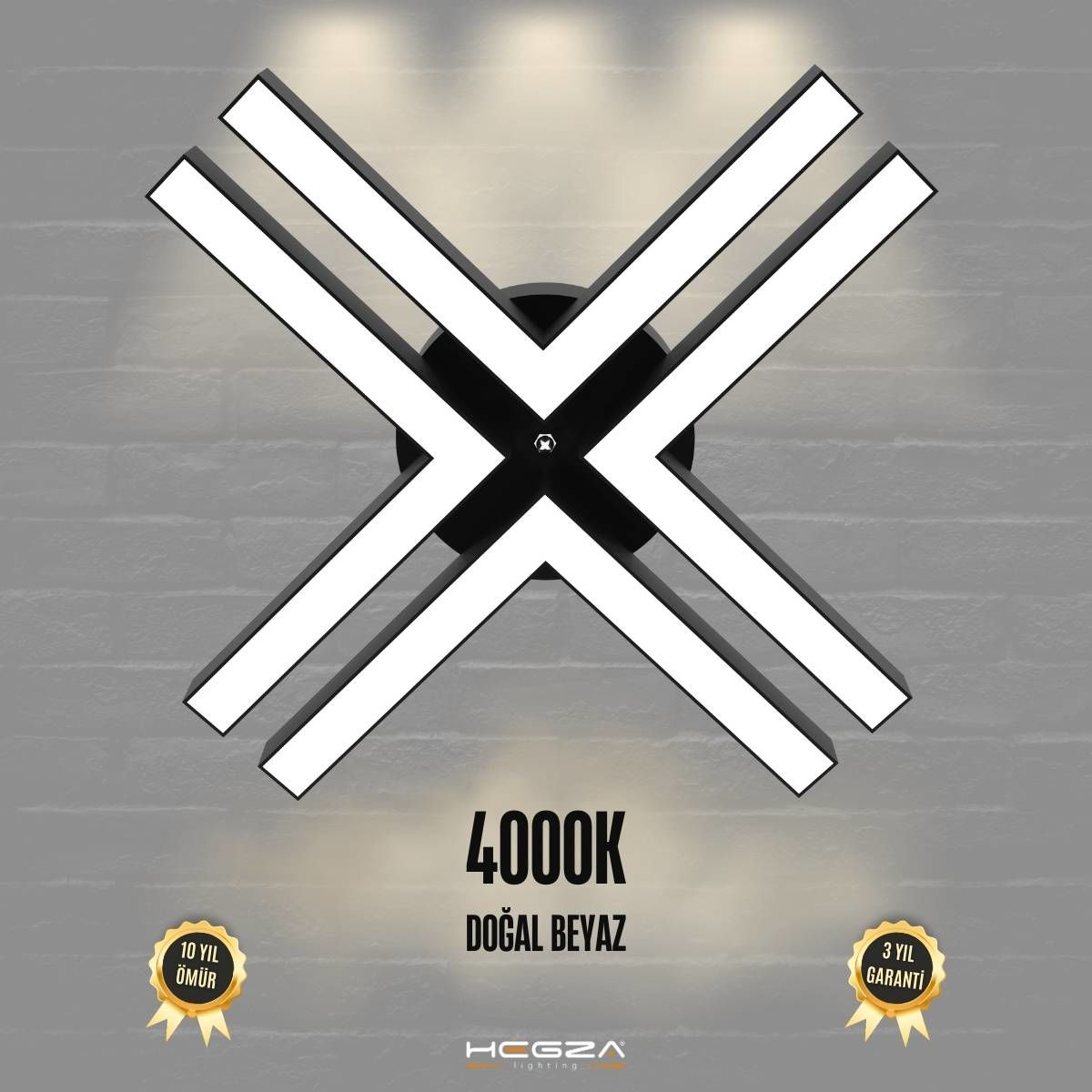 TIMON - Plafonyer LED Avize Siyah Kasa - 4000K - Gün Işığı