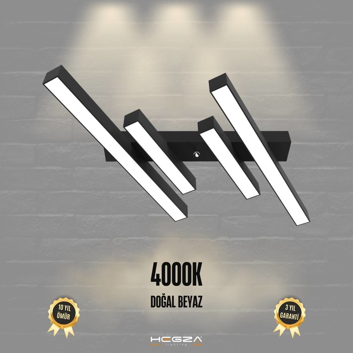 GRADA - Plafonyer LED Avize Siyah Kasa - 4000K - Gün Işığı