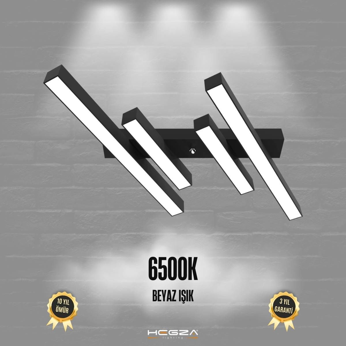 GRADA - Plafonyer LED Avize Siyah Kasa - 6500K - Beyaz Işık