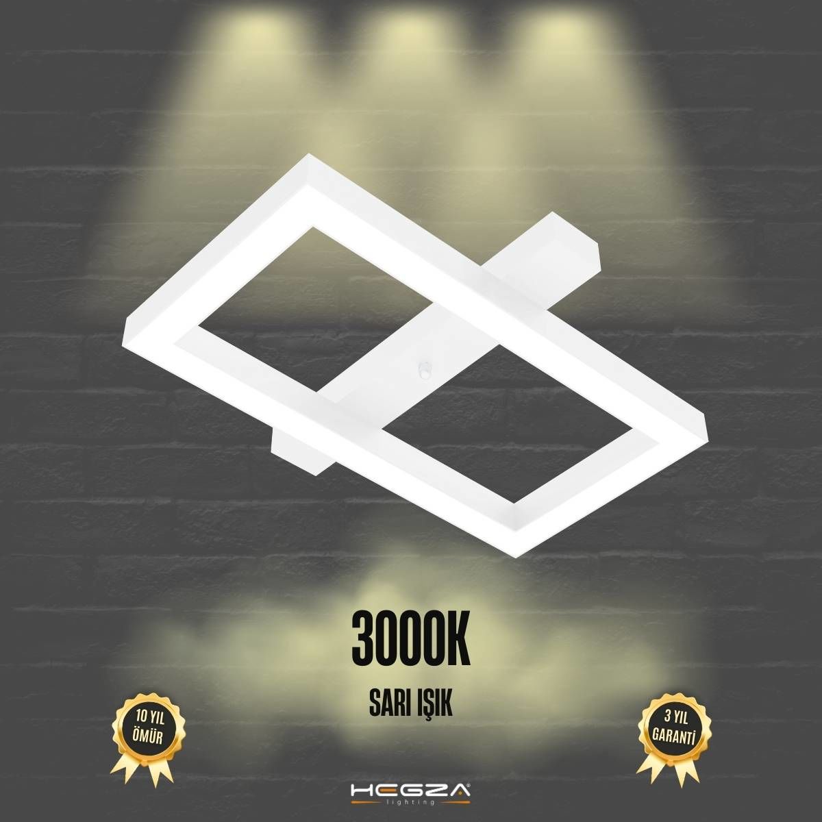 PIAZZA - Plafonyer LED Avize Beyaz Kasa - 3000K - Sarı Işık