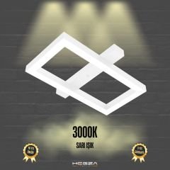 PIAZZA - Plafonyer LED Avize Beyaz Kasa - 3000K - Sarı Işık