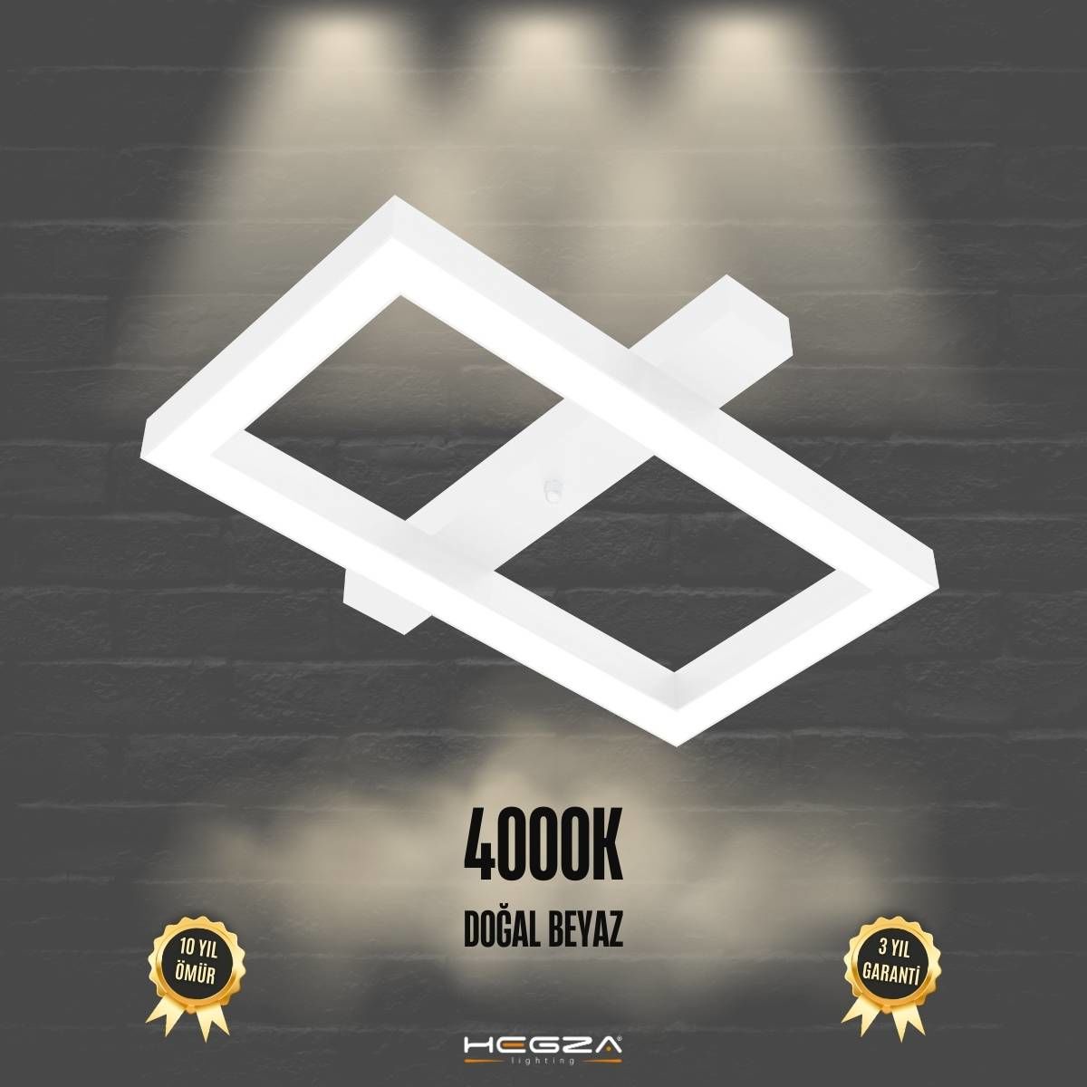 PIAZZA - Plafonyer LED Avize Beyaz Kasa - 4000K - Gün Işığı