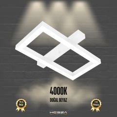 PIAZZA - Plafonyer LED Avize Beyaz Kasa - 4000K - Gün Işığı