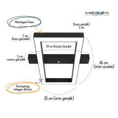 PIAZZA - Plafonyer LED Avize Gri Kasa - 4000K - Gün Işığı