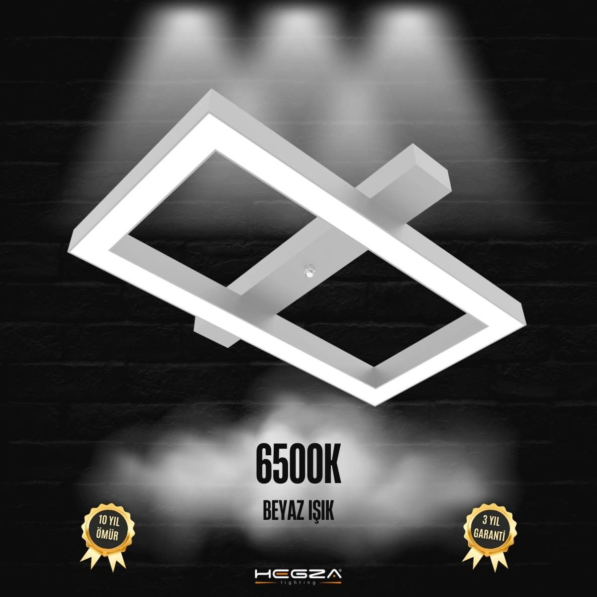 PIAZZA - Plafonyer LED Avize Gri Kasa - 6500K - Beyaz Işık