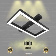 PIAZZA - Plafonyer LED Avize Siyah Kasa - 3000K - Sarı Işık