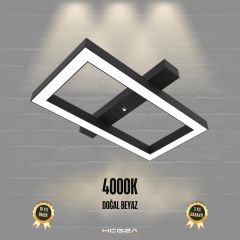 PIAZZA - Plafonyer LED Avize Siyah Kasa - 4000K - Gün Işığı