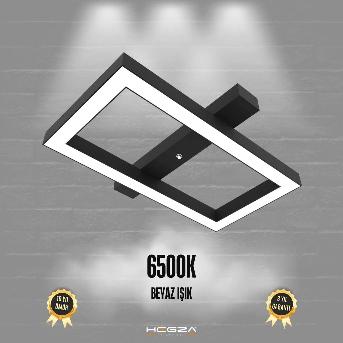 PIAZZA - Plafonyer LED Avize Siyah Kasa - 6500K - Beyaz Işık