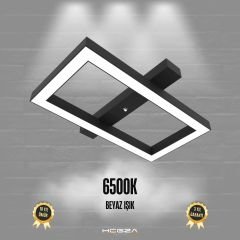 PIAZZA - Plafonyer LED Avize Siyah Kasa - 6500K - Beyaz Işık
