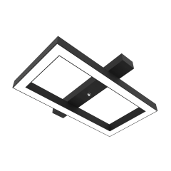 PIAZZA - Plafonyer LED Avize Siyah Kasa - 6500K - Beyaz Işık