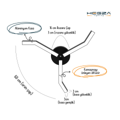 TREBOL - Plafonyer LED Avize Gri Kasa - 6500K - Beyaz Işık