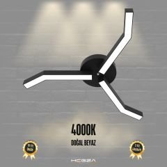 TREBOL - Plafonyer LED Avize Siyah Kasa - 4000K - Gün Işığı