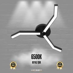 TREBOL - Plafonyer LED Avize Siyah Kasa - 6500K - Beyaz Işık