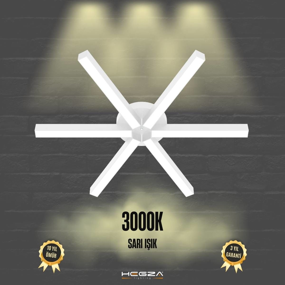 BORDE - Plafonyer LED Avize Beyaz Kasa - 3000K - Sarı Işık