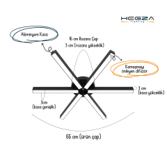 BORDE - Plafonyer LED Avize Gri Kasa - 4000K - Gün Işığı