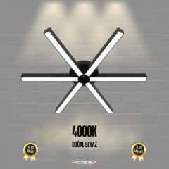 BORDE - Plafonyer LED Avize Siyah Kasa - 4000K - Gün Işığı