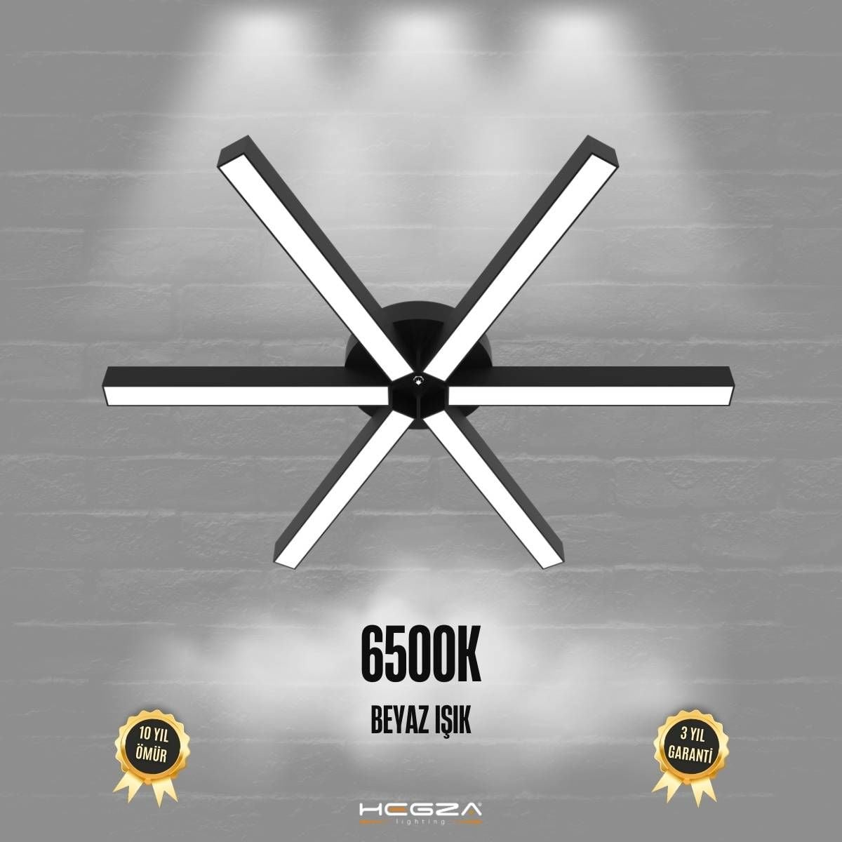 BORDE - Plafonyer LED Avize Siyah Kasa - 6500K - Beyaz Işık