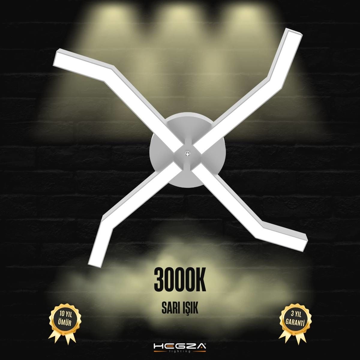 POLPO - Plafonyer LED Avize Gri Kasa - 3000K - Sarı Işık