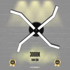 POLPO - Plafonyer LED Avize Siyah Kasa - 3000K - Sarı Işık