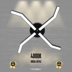 POLPO - Plafonyer LED Avize Siyah Kasa - 4000K - Gün Işığı