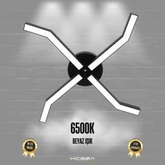 POLPO - Plafonyer LED Avize Siyah Kasa - 6500K - Beyaz Işık