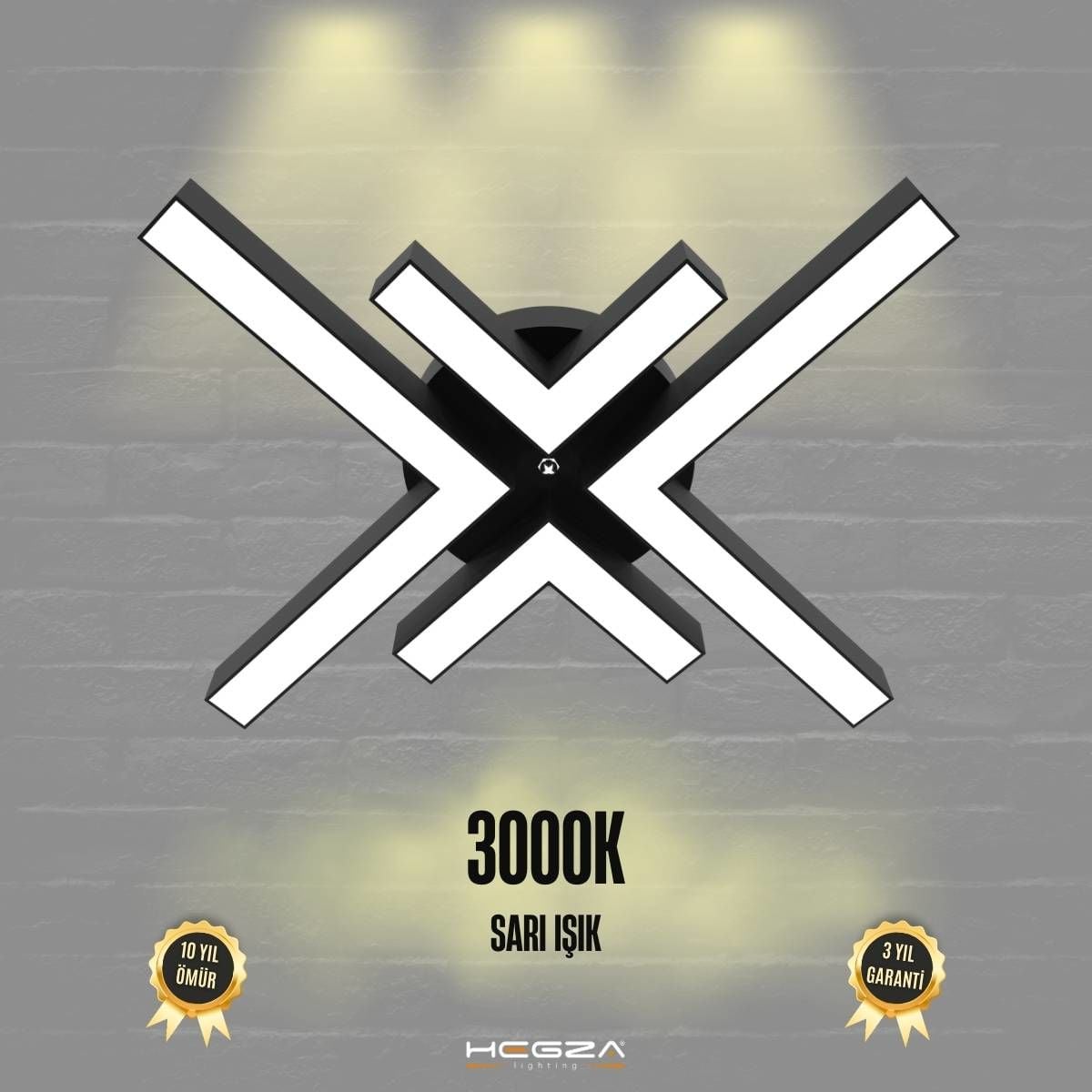 ARANA - Plafonyer LED Avize Siyah Kasa - 3000K - Sarı Işık