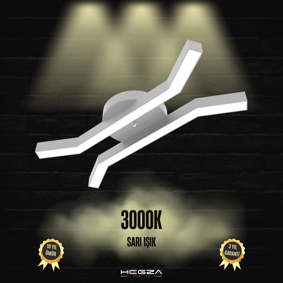 FORMICA - Plafonyer LED Avize Gri Kasa - 3000K - Sarı Işık