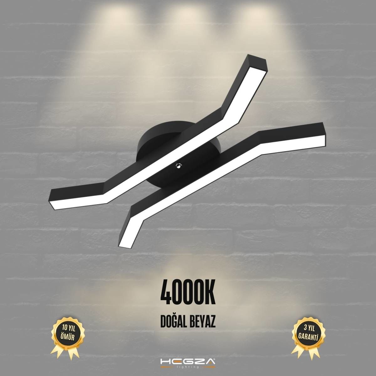 FORMICA - Plafonyer LED Avize Siyah Kasa - 4000K - Gün Işığı