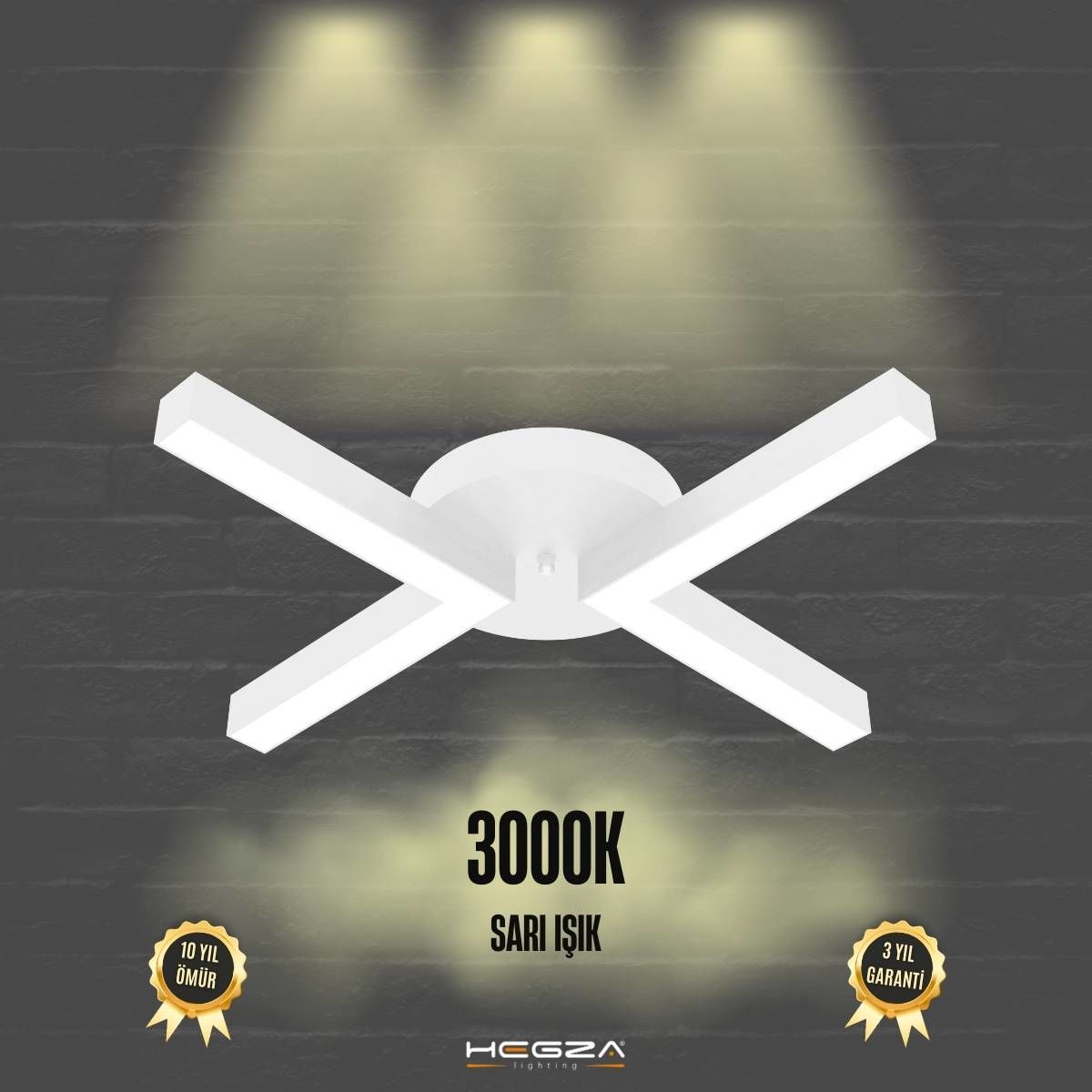 CONTENTO - Plafonyer LED Avize Beyaz Kasa - 3000K - Sarı Işık