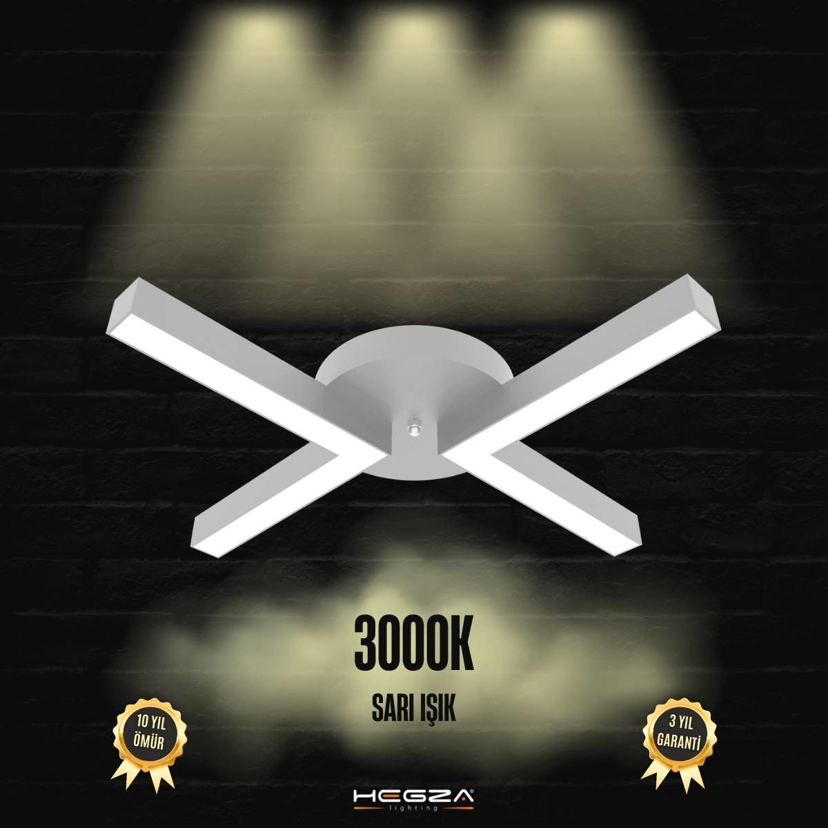 CONTENTO - Plafonyer LED Avize Gri Kasa - 3000K - Sarı Işık