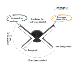 CONTENTO - Plafonyer LED Avize Gri Kasa - 6500K - Beyaz Işık