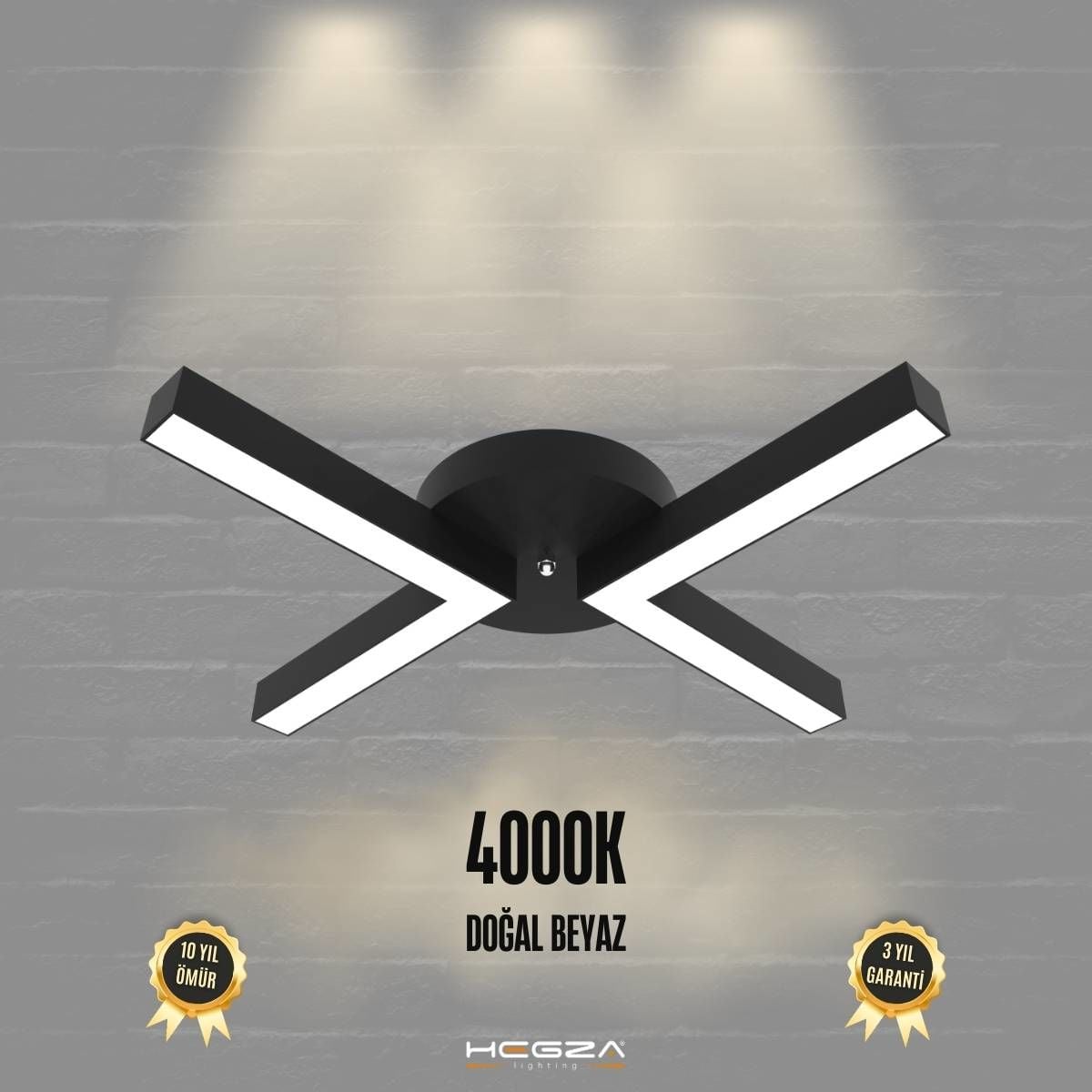 CONTENTO - Plafonyer LED Avize Siyah Kasa - 4000K - Gün Işığı