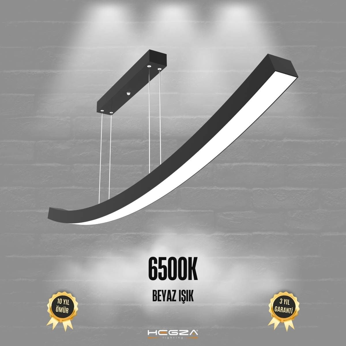 FRECCIA - Modern LED Avize Siyah Kasa - 6500K - Beyaz Işık