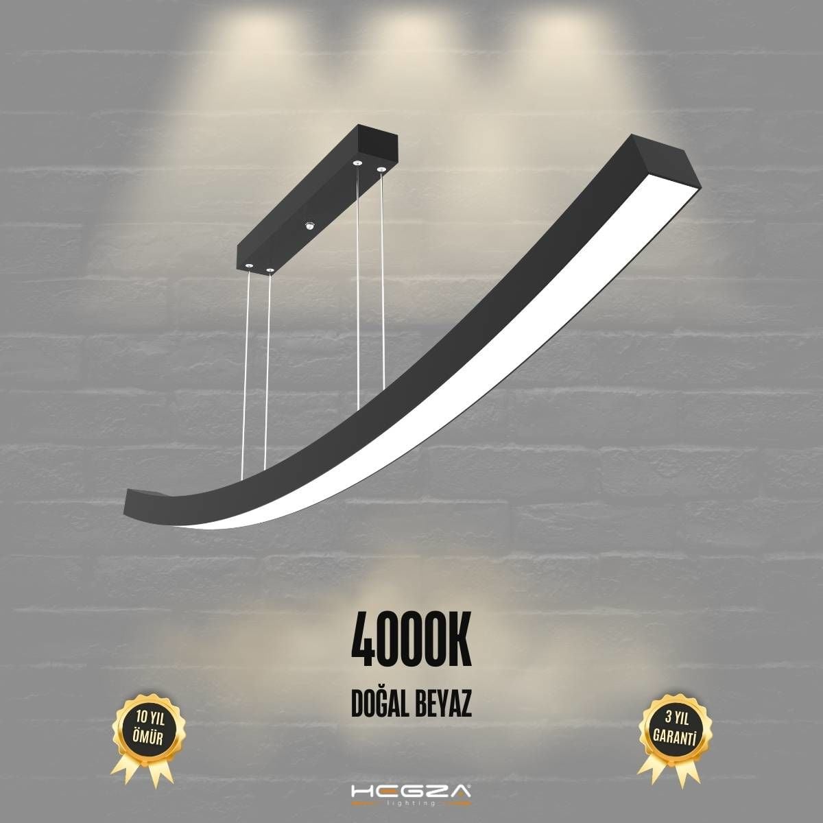 FRECCIA - Modern LED Avize Siyah Kasa - 4000K - Gün Işığı