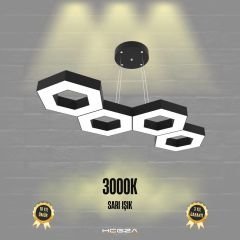 CATENA-DUO - Modern Endirekt LED Avize Siyah Kasa - 3000K - Sarı Işık