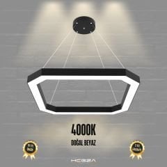 BAGEL-DUO - Modern Endirekt LED Avize Siyah Kasa - 4000K - Gün Işığı