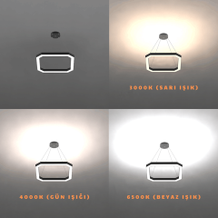 BAGEL-DUO - Modern Endirekt LED Avize Gri Kasa - 3000K - Sarı Işık