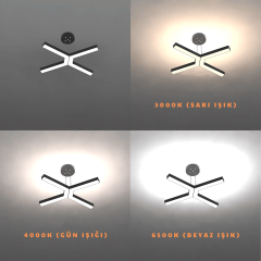 BAMBINO-DUO - Modern Endirekt LED Avize Siyah Kasa - 4000K - Gün Işığı