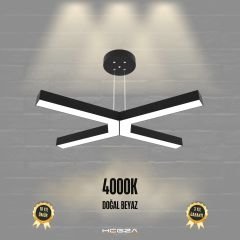 BAMBINO-DUO - Modern Endirekt LED Avize Siyah Kasa - 4000K - Gün Işığı