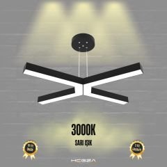 BAMBINO-DUO - Modern Endirekt LED Avize Siyah Kasa - 3000K - Sarı Işık